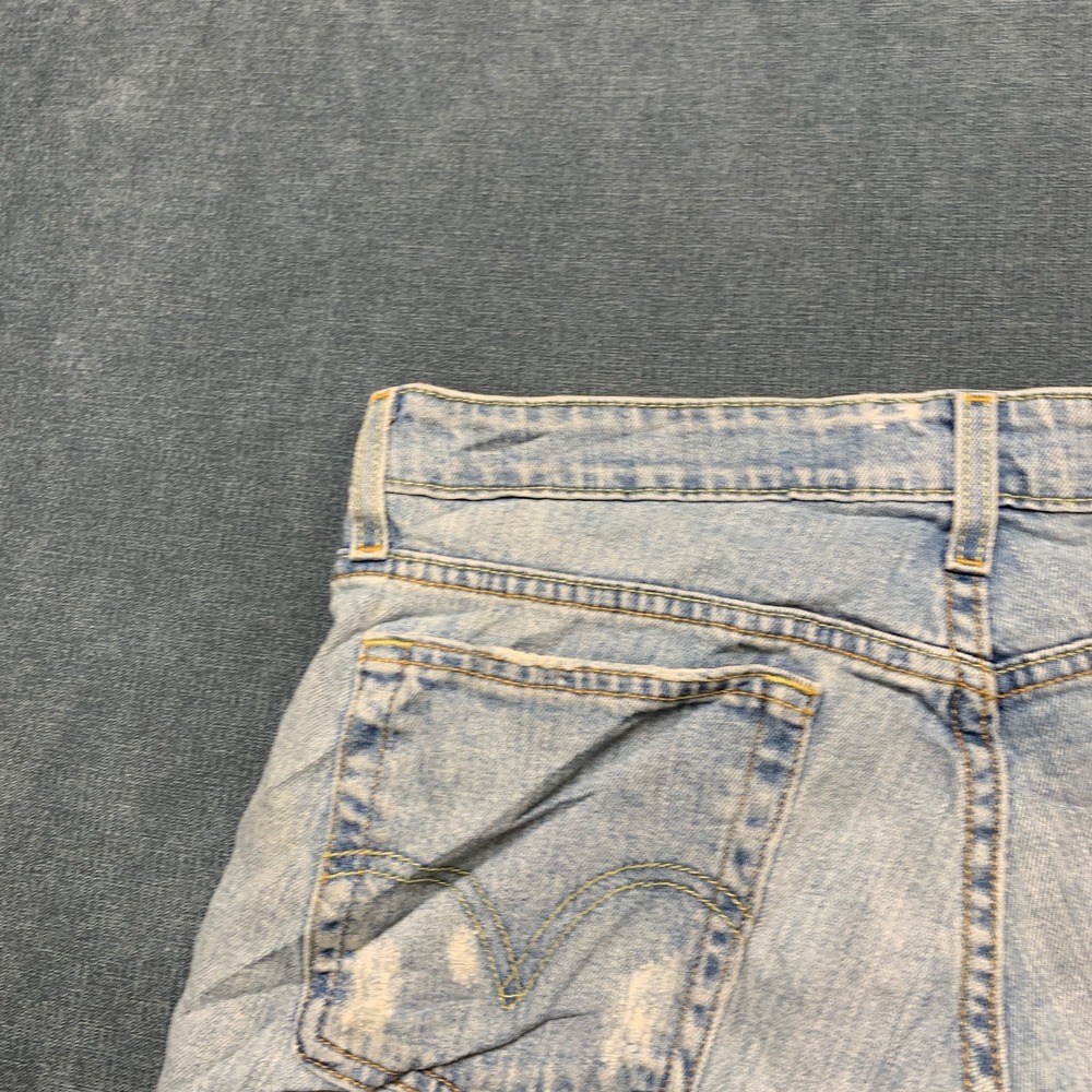 Levi's 518 Superlow Cut Off Shorts Womens Blue Denim Light Wash Red Tab Raw Hem - Picture 15 of 15